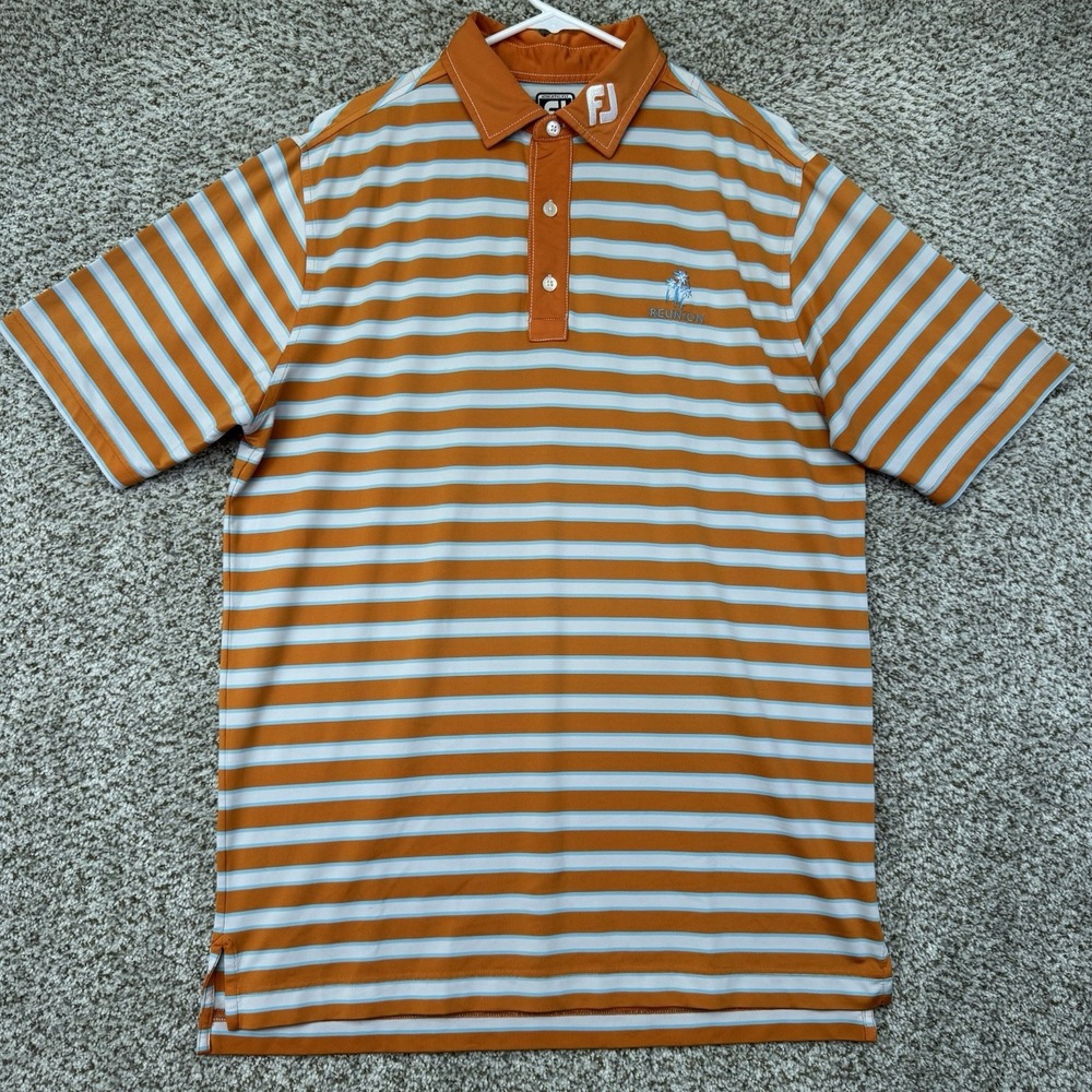 Footjoy Tour Issue Polo Men's Large Athletic Fit Reunion Golf Resort Stripes FJ
